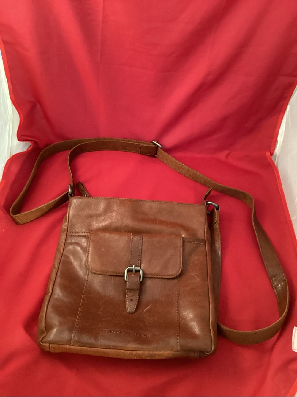 Spikes & Sparrow brown leather crossbody bag